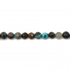 Chrysocolla, round faceted shape, size 3mm x 40cm