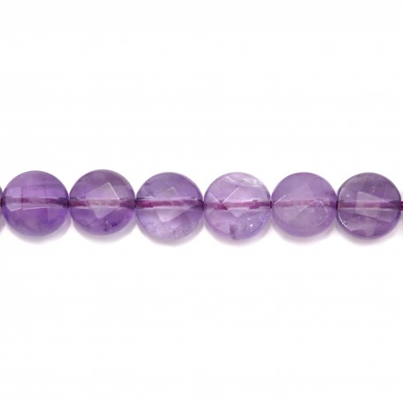 Clear amethyst faceted flat round 8mm x 6pcs