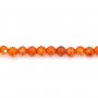 Óxido de circonio naranja redondo facetado 2mm x 37,5cm
