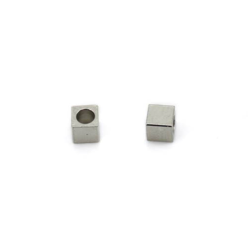 Perle cube 3mm en Acier Inox x 10pcs
