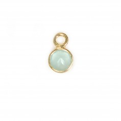 Chalcedony round faceted set on silver 925 gold plated 5mm x 1pc