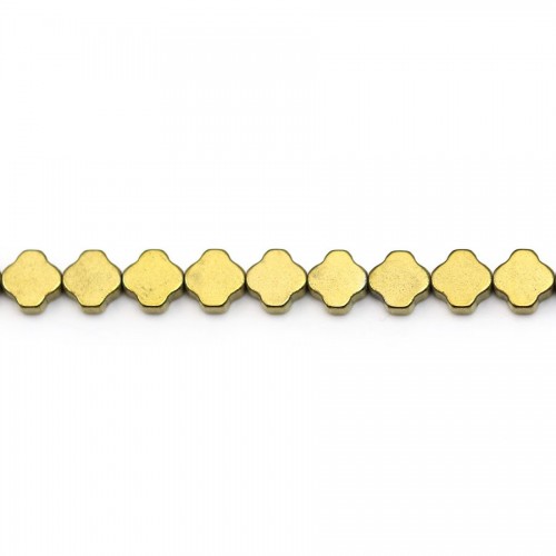 Hematites de oro, forma de trébol, 4mm x 40cm