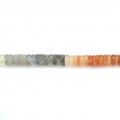 Mehrfarbiger Mondstein runde facettierte Heishi 7-8mm x 21cm