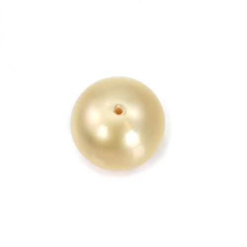 South Sea Pearl, champagne, olive/oval, 11-11.5mm x 1pc