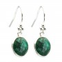 Silver earring 925 Sillimanite tinted round emerald set x 2pcs