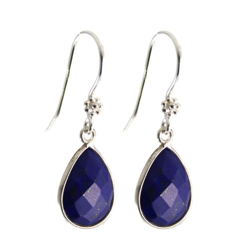 Silver earring 925 Lapis Lazuli drop x 2pcs