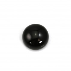 Black agate cabochon, in round shape 14mm x 2pcs