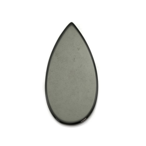 Schwarzer Achat-Cabochon, tropfenförmig flach, 15x30mm x 2pcs