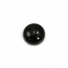 Black agate cabochon, in round shape, in black color, 3mm x 4pcs