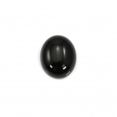 Black agate cabochon, oval 10x12mm x 4pcs