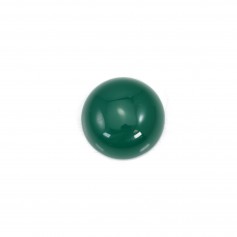 Green agate cabochon, round 14mm x 1pc