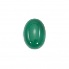 Oval green agate cabochon 18x25mm x 1pc