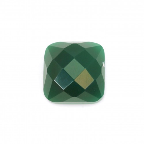 Cabochon agate vert carré facette 10mm x 1pc
