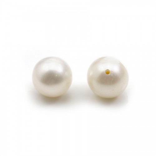 Perla cultivada de agua dulce, semi-perforada, blanca, redonda, 8-8.5mm x 1pc