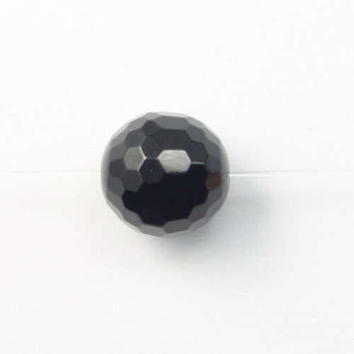 Black Agate Faceted Round
