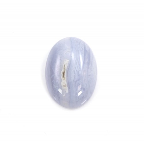 Blue chalcedony cabochon, in oval shaped, 5 * 7mm x 4pcs