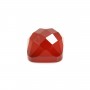 Cabochon red agate faceted square 10mm x 1pc