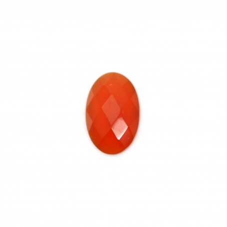 Cabochon carnelian faceted oval 4x6mm x 2pcs