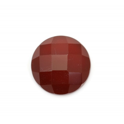 Roter Achat Cabochon rund facettiert 8mm x 1pc