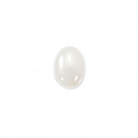 Cabochon white jade oval 6x8mm x 4pcs