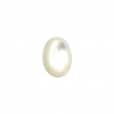 Oval cabochon 8x10mm White Mother-of-Pearl x1pc