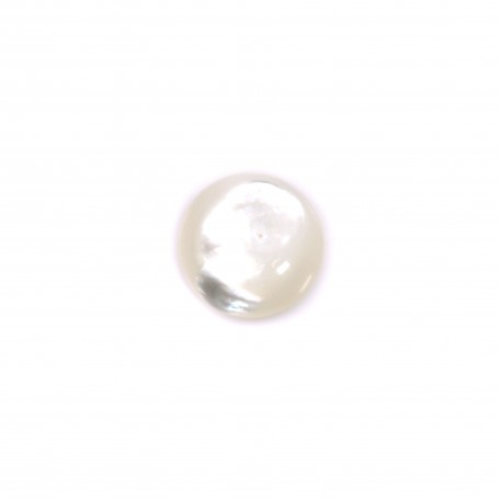 Cabochon rond 10 mm Nacre Blanc x1