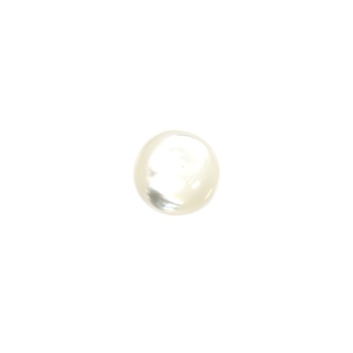 Round cabochon 4mm White Mother-of-Pearl x2