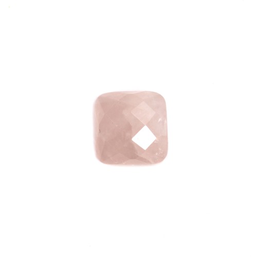 Cabochon rose quartz faceted square 10mm x 1pc