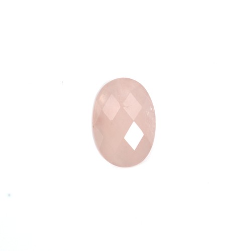 Cabochon rose quartz faceted oval 10x14mm x 1pc