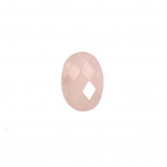 Cabochon oval de quartzo rosa facetado 10x14mm x 1pc