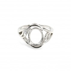 Ring aus 925er Silber & Zirkonia mit Cabochon-Halterung 8x10mm x 1Stk