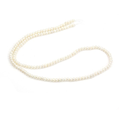 Perles de culture d'eau douce, blanche, semi-ronde 3mm x 40cm