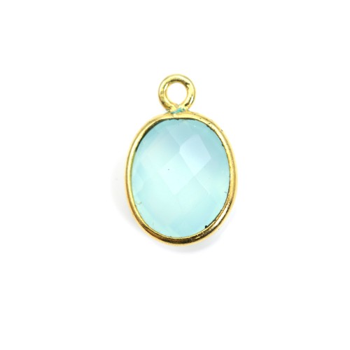 Faceted oval chalcedony set in gold-plated silver 11x13mm x 1pc