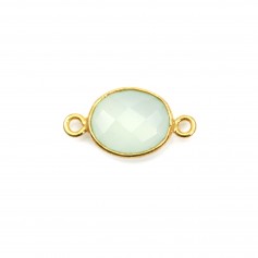 Faceted oval chalcedony set in gold-plated silver 2 rings 9x11mm x 1pc