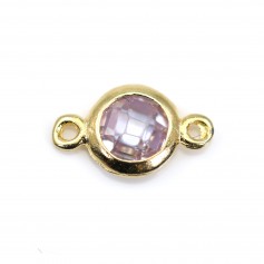 Golden 925 sterling silver round spacer with light purple cz 5x9mm x 1pc