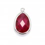 Spacer sterling silver 925 and zirconium ruby drop 9.5x15.5mm x 1pc