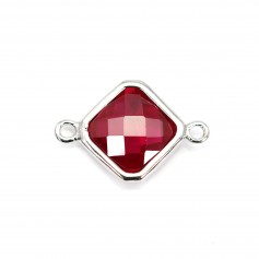925 sterling silver rhombus spacer with reddish cz 10x17mm x 1pc
