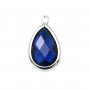 Spacer sterling silver 925 and zirconium sapphire drop 9.5x15.5mm x 1pc