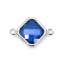 Spacer sterling silver 925 and zirconium sapphire rhombus 10x17mm x 1pc