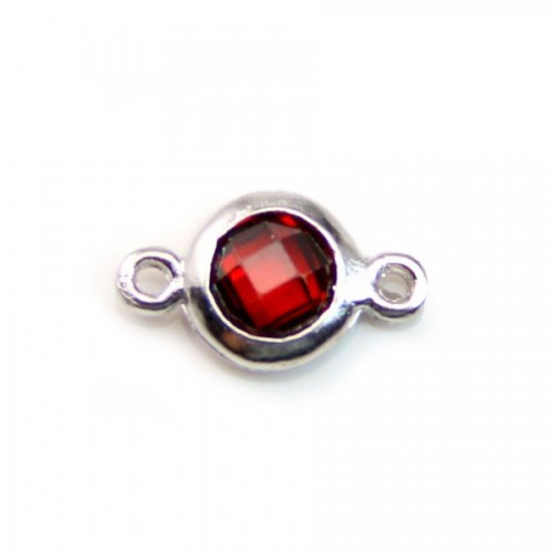 925 Sterling Silver & Red Zirconium Oxide Spacer 5x9mm x 1pc