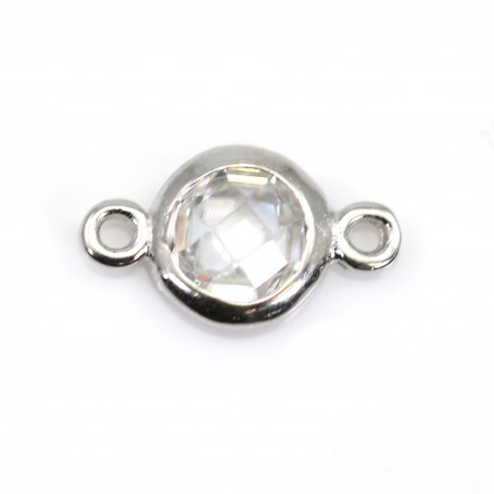 Spacer sterling silver 925 and zirconium crystal 5x9mm x 1pc