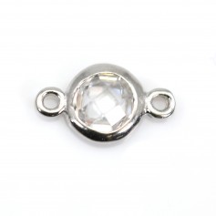 925 sterling silver round spacer with cz 5x9mm x 1pc