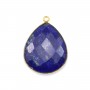 Lapis lazuli pendant set in gold-plated silver, in the shape of a faceted drop, 26x31mm x1pc
