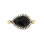 Drop faceted black Agate set in gold gilt silver and zirconium 13x17mm x 1pc