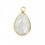 Moonstone in the shape of drop, 1 ring, set on golden silver, 11x15mm x 1pc