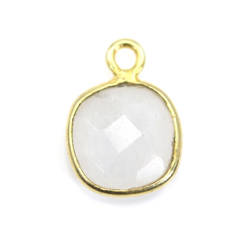 Moonstone in the shape of square, 1 ring, set on golden silver, 9mm x 1pc