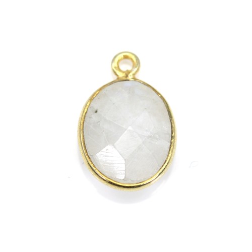 Pierre de lune de forme ovale, serti sur argent 925 doré à l'or fin, 1 anneau, 9*11mm x 1pc