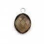 Faceted oval smoky quartz set in sterling silver 10x12mm x 1pc