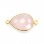 Faceted drop rose quartz set in gold-plated silver 2 rings 13x17mm x 1pc