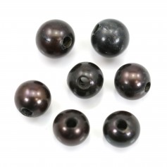 Perla cultivada de agua dulce, marrón, redonda, 8mm x 1pc